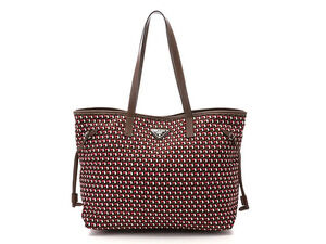 Prada Tote Bag Calfskin Brown Pink